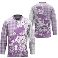 Purple Palaka Hawaiian And Japanese Hockey Jersey Maneki Neko And Sakura Bloom DT05 - Polynesian Pride
