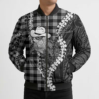 Black Hawaii Palaka Cowboy Turtle Bomber Puffer Jacket Hawaiian Paniolo Puakenikeni Maile Lei DT05 - Polynesian Pride