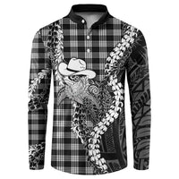 Black Hawaii Palaka Cowboy Turtle Button Sweatshirt Hawaiian Paniolo Puakenikeni Maile Lei DT05 Black - Polynesian Pride