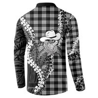 Black Hawaii Palaka Cowboy Turtle Button Sweatshirt Hawaiian Paniolo Puakenikeni Maile Lei DT05 - Polynesian Pride