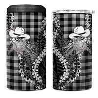 Black Hawaii Palaka Cowboy Turtle 4 in 1 Can Cooler Tumbler Hawaiian Paniolo Puakenikeni Maile Lei