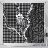 Black Hawaii Palaka Cowboy Turtle Shower Curtain Hawaiian Paniolo Puakenikeni Maile Lei