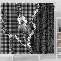 Black Hawaii Palaka Cowboy Turtle Shower Curtain Hawaiian Paniolo Puakenikeni Maile Lei