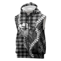 Black Hawaii Palaka Cowboy Turtle Sleeveless Zip Hoodie Hawaiian Paniolo Puakenikeni Maile Lei