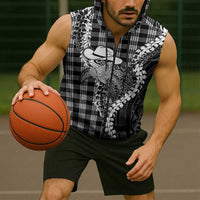 Black Hawaii Palaka Cowboy Turtle Sleeveless Zip Hoodie Hawaiian Paniolo Puakenikeni Maile Lei