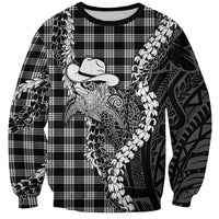 Black Hawaii Palaka Cowboy Turtle Sweatshirt Hawaiian Paniolo Puakenikeni Maile Lei DT05 Unisex Black - Polynesian Pride