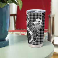 Black Hawaii Palaka Cowboy Turtle Tumbler Cup Hawaiian Paniolo Puakenikeni Maile Lei