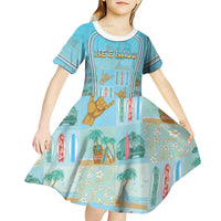 Custom Hawaii Surfing Kid Short Sleeve Dress He'e Nalu