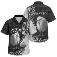 Personalised New Zealand Father's Day Family Matching Off Shoulder Maxi Dress and Hawaiian Shirt Papa Kiwi Bird Tribal Pattern DT05 Son's Shirt Black - Polynesian Pride