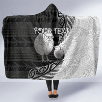 Personalised New Zealand Father's Day Hooded Blanket Papa Kiwi Bird Tribal Pattern DT05 One Size Black - Polynesian Pride