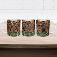 Polynesia Maui Tattoo Inspired Ceramic Mug Tropical Leaf Skirt Costume