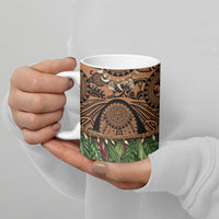 Polynesia Maui Tattoo Inspired Ceramic Mug Tropical Leaf Skirt Costume