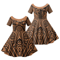 Polynesia Maui Tattoo Inspired Family Matching Summer Maxi Dress and Hawaiian Shirt Tropical Leaf Skirt Costume