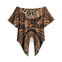 Polynesia Maui Tattoo Inspired Off Shoulder Wrap Waist Top Tropical Leaf Skirt Costume