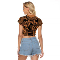 Polynesia Maui Tattoo Inspired Raglan Cropped T Shirt Tropical Leaf Skirt Costume
