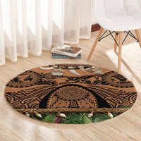 Polynesia Maui Tattoo Inspired Round Carpet Tropical Leaf Skirt Costume