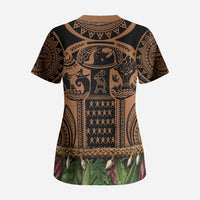Polynesia Maui Tattoo Inspired Scrub Top Tropical Leaf Skirt Costume