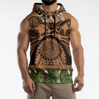 Polynesia Maui Tattoo Inspired Sleeveless Hoodie Tropical Leaf Skirt Costume