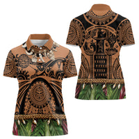 Polynesia Maui Tattoo Inspired Women Polo Shirt Tropical Leaf Skirt Costume
