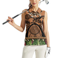 Polynesia Maui Tattoo Inspired Women Sleeveless Polo Shirt Tropical Leaf Skirt Costume