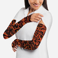 Polynesia Lava Monster Cosplay Arm Sleeves Fiery Glowing Volcano Crack Pattern