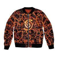Polynesia Lava Monster Cosplay Bomber Jacket Fiery Glowing Volcano Crack Pattern