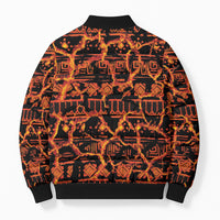 Polynesia Lava Monster Cosplay Bomber Puffer Jacket Fiery Glowing Volcano Crack Pattern