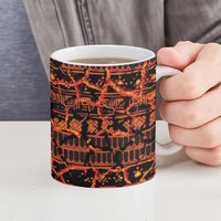 Polynesia Lava Monster Cosplay Ceramic Mug Fiery Glowing Volcano Crack Pattern