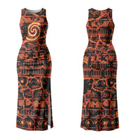 Polynesia Lava Monster Cosplay Couples Matching Tank Maxi Dress and Hawaiian Shirt Fiery Glowing Volcano Crack Pattern