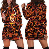 Polynesia Lava Monster Cosplay Hoodie Dress Fiery Glowing Volcano Crack Pattern