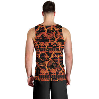 Polynesia Lava Monster Cosplay Men Tank Top Fiery Glowing Volcano Crack Pattern