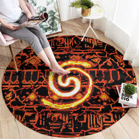 Polynesia Lava Monster Cosplay Round Carpet Fiery Glowing Volcano Crack Pattern