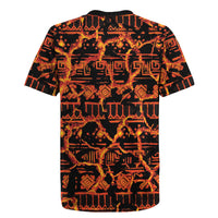 Polynesia Lava Monster Cosplay Rugby Jersey Fiery Glowing Volcano Crack Pattern
