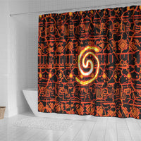 Polynesia Lava Monster Cosplay Shower Curtain Fiery Glowing Volcano Crack Pattern