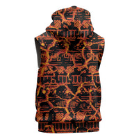 Polynesia Lava Monster Cosplay Sleeveless Zip Hoodie Fiery Glowing Volcano Crack Pattern
