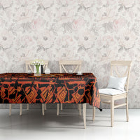 Polynesia Lava Monster Cosplay Tablecloth Fiery Glowing Volcano Crack Pattern
