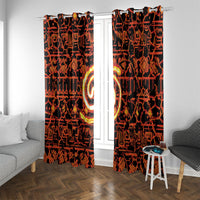 Polynesia Lava Monster Cosplay Window Curtain Fiery Glowing Volcano Crack Pattern