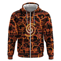 Polynesia Lava Monster Cosplay Zip Hoodie Fiery Glowing Volcano Crack Pattern