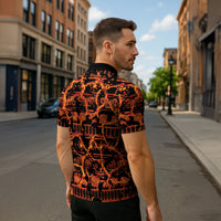 Polynesia Lava Monster Cosplay Zipper Polo Shirt Fiery Glowing Volcano Crack Pattern