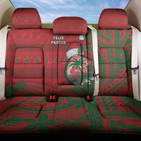 Guam Christmas Back Car Seat Cover Chamorro Seal Hat Santa Tribal Waves - Polynesian Pride