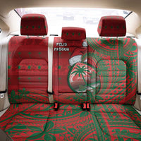 Guam Christmas Back Car Seat Cover Chamorro Seal Hat Santa Tribal Waves - Polynesian Pride