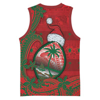 Guam Christmas Basketball Jersey Chamorro Seal Hat Santa Tribal Waves - Polynesian Pride