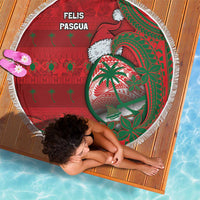 Guam Christmas Beach Blanket Chamorro Seal Hat Santa Tribal Waves - Polynesian Pride