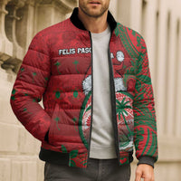 Guam Christmas Bomber Puffer Jacket Chamorro Seal Hat Santa Tribal Waves - Polynesian Pride