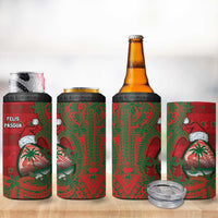 Guam Christmas 4 in 1 Can Cooler Tumbler Chamorro Seal Hat Santa Tribal Waves - Polynesian Pride