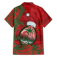 Guam Christmas Family Matching Long Sleeve Bodycon Dress and Hawaiian Shirt Chamorro Seal Hat Santa Tribal Waves - Polynesian Pride