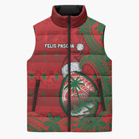 Guam Christmas Sleeveless Puffer Jacket Chamorro Seal Hat Santa Tribal Waves - Polynesian Pride