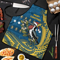 Nauru Christmas Apron Frigatebird Bird Santa Tribal Waves - Polynesian Pride