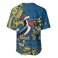 Nauru Christmas Baseball Jersey Frigatebird Bird Santa Tribal Waves - Polynesian Pride