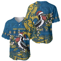 Nauru Christmas Baseball Jersey Frigatebird Bird Santa Tribal Waves - Polynesian Pride